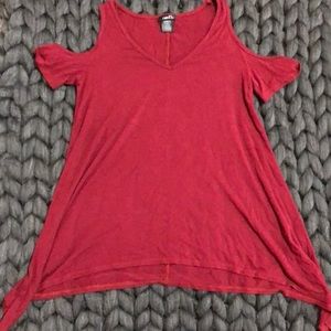 Maroon off the shoulder shirt